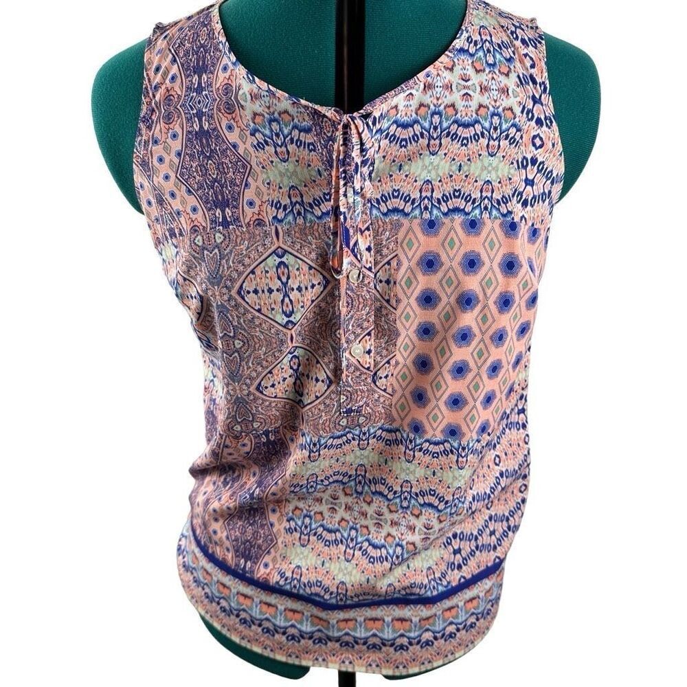 Talbots Pink, Blue Pattern Tank Top Blouse- Size XS